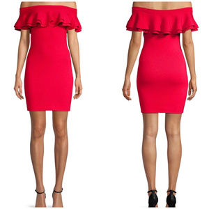 NWT John + Jenn Off Shoulder Red Sheath Dress MED